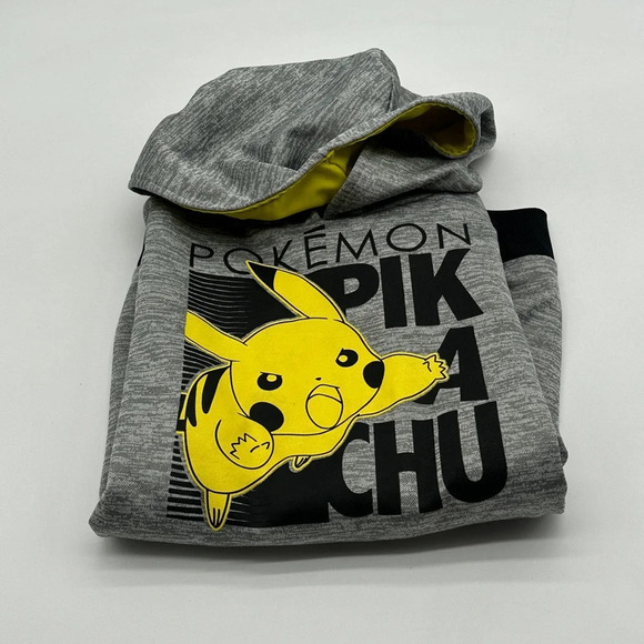 POKEMON PIKACHU Jumping Beans Youth Collectible Fleece Pullover Grey Size 12 - Picture 5 of 8